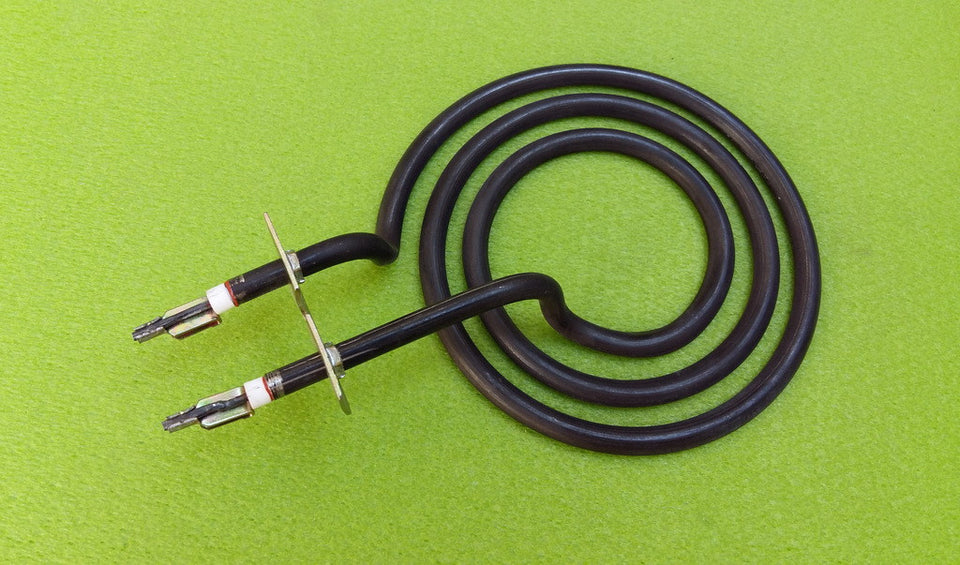 Heating element helical 1100 W / Ø125mm (barred) from the stainless steel / contacts in the direction for electric