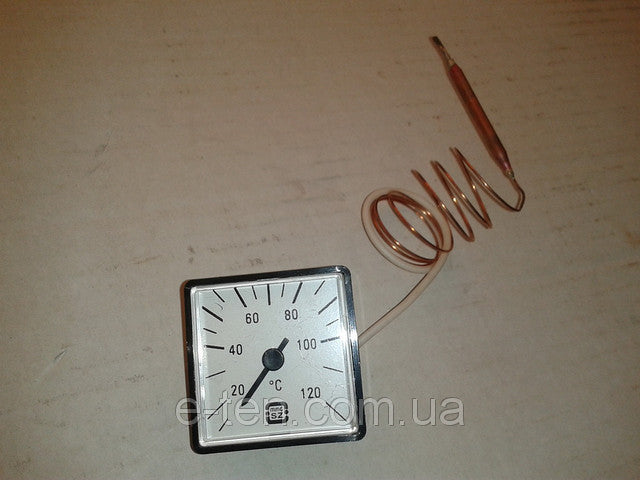 Thermometer capillary MMG square 45mm * 45mm Tmax = 120 ° C, Capillary length 1m MMG, Hungary