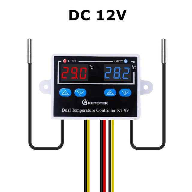 STC-3008 KT99 Dual Digital Temperature Controller Two Relay Output 12V 24V 220V Thermoregulator Thermostat With Heater Cooler
