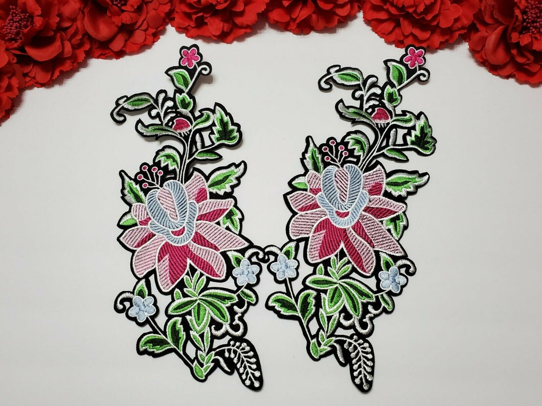  2pc/set, Fashion Flower Patches, Iron On Embroidered Patches