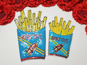  2pc/set, French Fries Sequins Patches, Iron On Patches