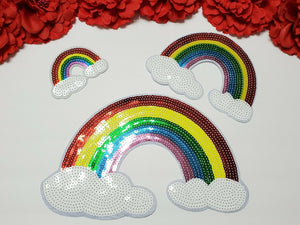  3pc/set, Fashion Rainbow Patch, Iron On Sequin Patches