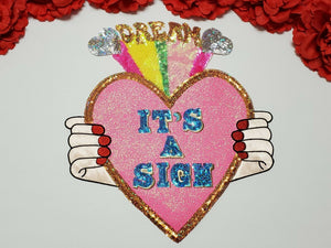  Heart Patch, Fashion Sequin Dream Patch, Iron On Hand Patch