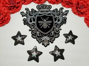 5pc/set, Fashion Bee Patch, Large Crown Patch, Sequin Star Patches